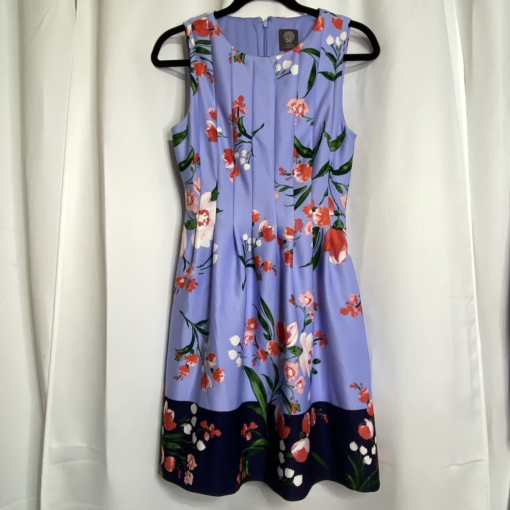 Vince Camuto Women's Pleated Sleeveless‎ Floral Mini Dress Multicolor Size 6